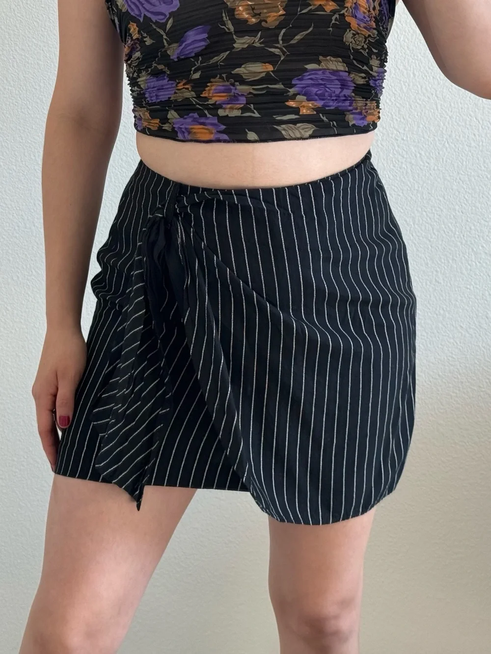 Vintage Via Max Faux Wrap Mini Skirt